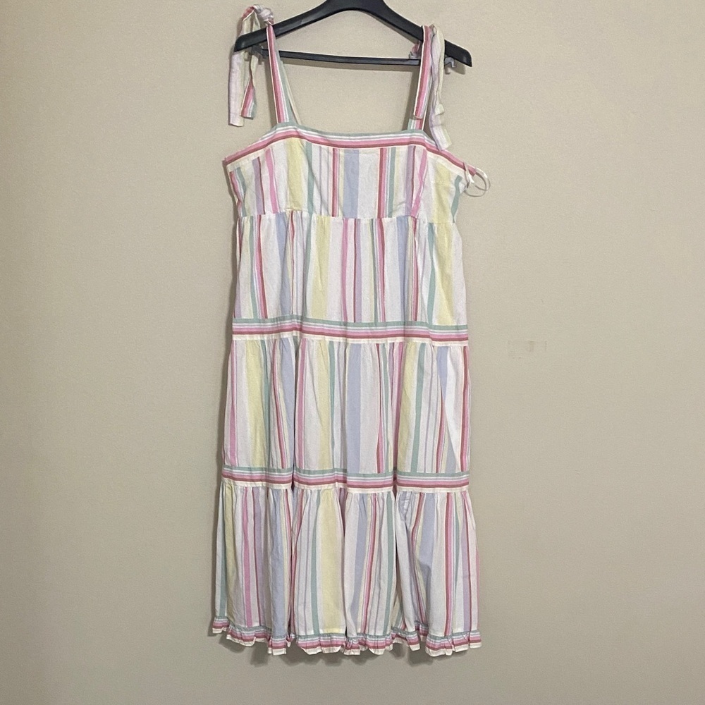 Chelsea & Violet Striped Sleeveless midi Dress women XL pastel vacation resort